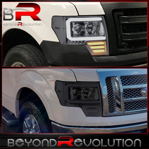 For 2009-2014 F150 Projector LED DRL Clear Corner Smoke Headlamps Bumper Lights - Picture 2 of 6