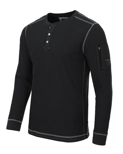 ZIMEGO Men’s Long Sleeve Thermal Henley Shirt 3 Button Norse Detail Casual Top - Picture 3 of 11