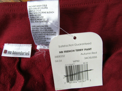 No Boundaries Juniors French Terry Straight Leg Long Pants Size Large 11/13 New - 第 6/6 張圖片