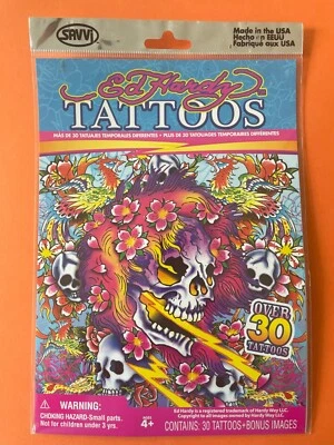 Temporary tattoo gift pack - 30 + Ed Hardy classic tattoo designs.