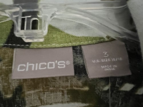 NWT Chico's Size 3 XL 16-18 Tropical Print Sporty Linen Hidden Zip Jacket $119 - Picture 3 of 12