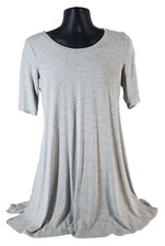CUPIO Lush Womens T-Shirt Dress SIZE L Solid Gray Short Sleeve Viscose Spandex
