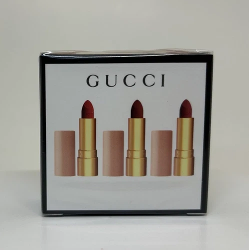 GUCCI Rouge A Levres Mat Lip Colour Trio 3 Mini LIPSTICK Argentina Goldie Janet