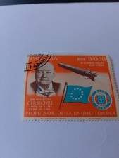 Panama Timbre poste aérienne B/.0.10 Sir Winston Churchill OTAN fusée oblitéré