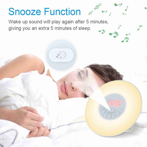 Wake Up Light Alarm Clock Sunrise/Sunset Simulation Digital Clock With FM R - Picture 3 of 12