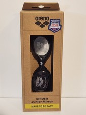 Arena Spider Junior Mirror Swim Goggles Black-Silver 6-12 yrs - NIB