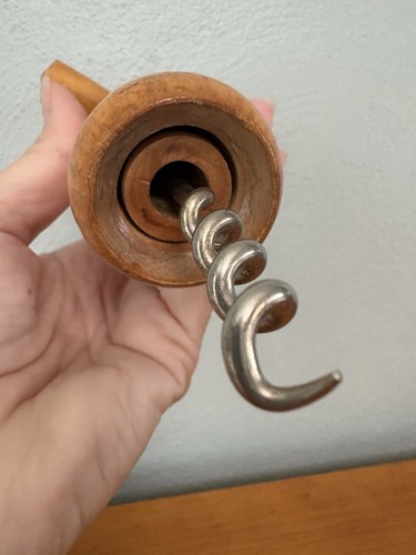Vintage French Double Action Wooden Twist Corkscrew Wine Bottle Opener MCM - Picture 5 of 7