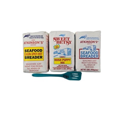 Fish Fry Seasoned Breading Regular & Cajun with Sweet Betsy Hush Puppy Mix 2 Lbs