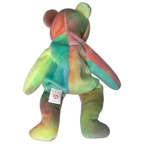 Ty Beanie Baby Peace Bear 1996 Tie Dye Plush 9 in Stuffed Animal Collectible VTG - Picture 11 of 13