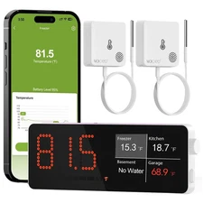 WiFi Freezer Thermometer Alarm with Digital Monitor Hub, App and Email Alerts...