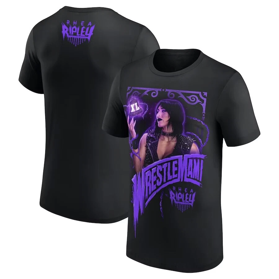 WWE Rhea Ripley WrestleMania 40 Black T-Shirt Available in All Sizes