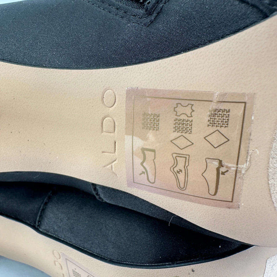 Женские черные атласные сапоги на шпильке ALDO с заостренным носком выше колена размер 6,5 - Изображение 4 из 4