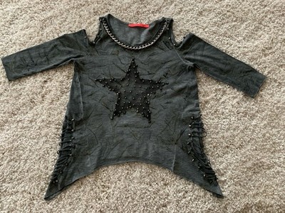 Rockiges Damen-Shirt, Cold-Shoulder-Ausschnitt, Cipo&Baxx, Gr. S