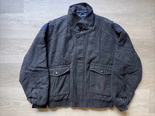 Vintage Pacific Club Wool Blend Bomber Jacket Men’s Size Medium Blue Gray B5