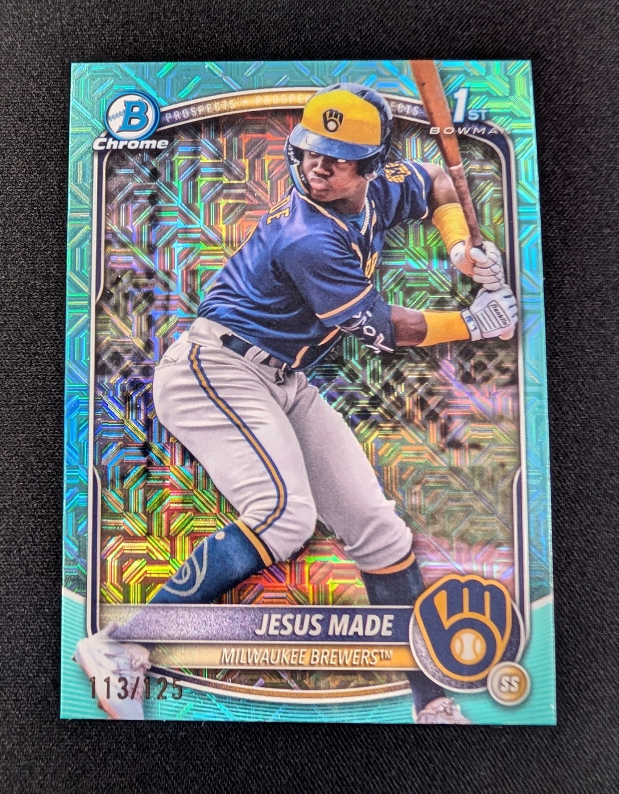 Jesus Made 2025 Bowman 1st Bowman BCP-50 Aqua Mojo Refractor /125