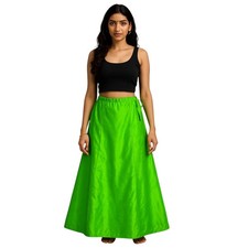 Women's Satin Saree Petticoat Glossy Inner Skirt Shapewear Bridal Sari Under S56