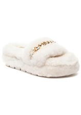 JSlides Billie Slippers Women's US 8 White Shearling Round Toe Platform JOBB1507
