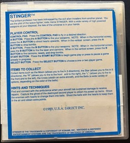 Stinger NES Authentic Tested Cartridge w/ Nintendo Case Insert Konami