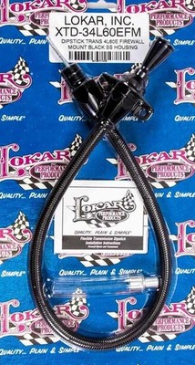 LOKAR XTD-34L60EFM Black Trans Dipstick fits GM 4L60E Firewall Mount
