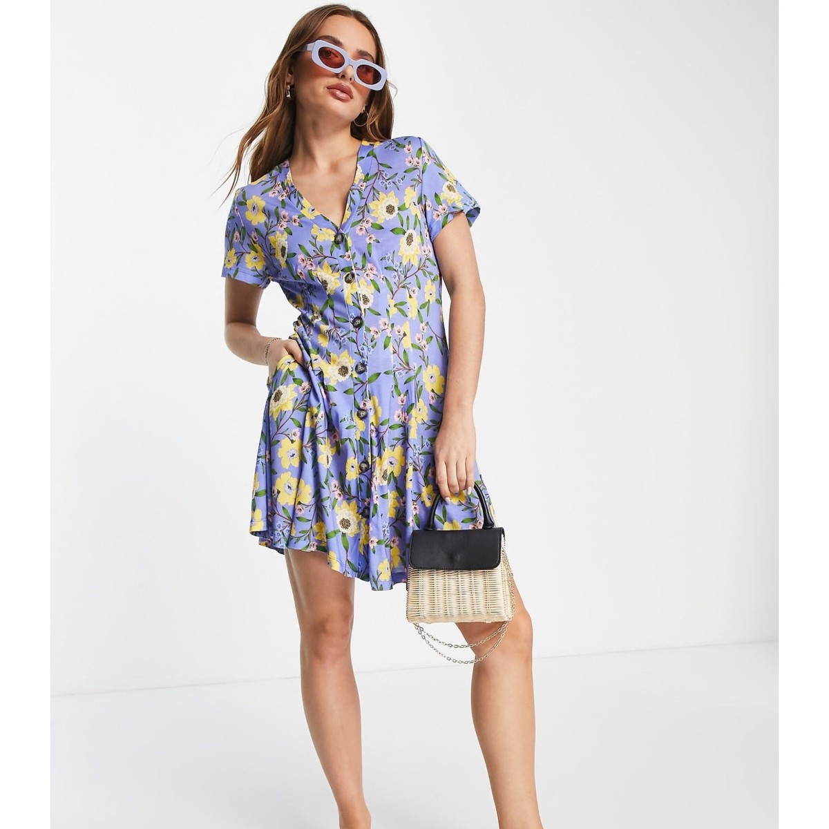 NWT French Connection Eloise Meadow Jersey VNeck Dress size 10 | eBay