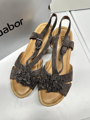 Gabor Comfort Brown Suede Wedge Heel Sandals Size 5.5 G - Picture 3 of 8