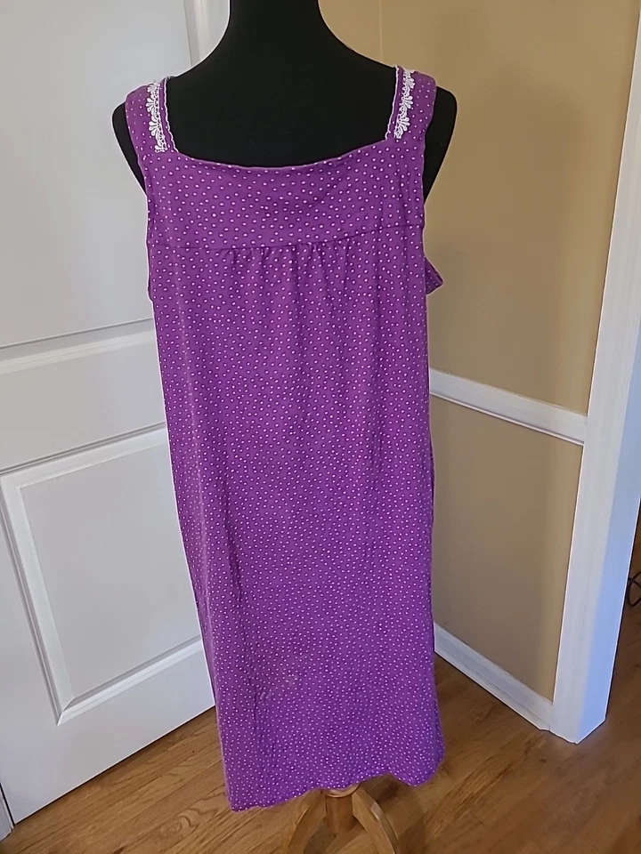 Camisón Aria Collection Talla XL Sin Mangas Largo Medio, Púrpura Con Bolsillos Foto 2 de 4