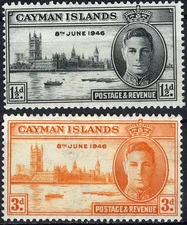 Cayman Islands 1946 Peace King George & Parliament Building MH (SC# 112-113)