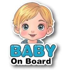 Baby on Board Stickers Reflective Boy BOB BL