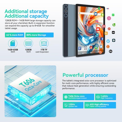 2025 Neuestes Android 14 Tablet, 4G Mobilfunk Tablets mit Dual Sim Slot, 14GB R... - Bild 3 von 8