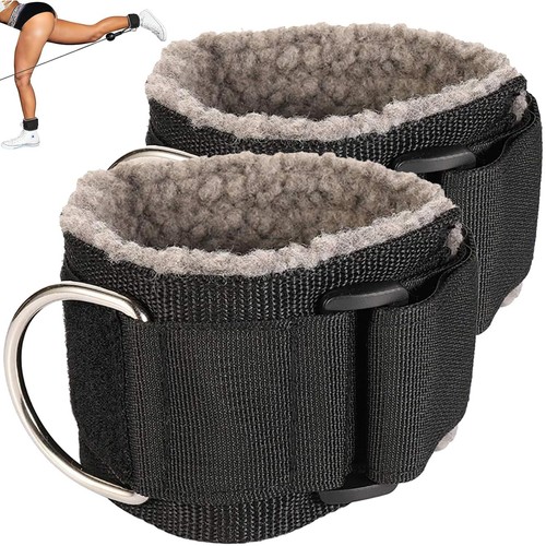 Gym Ankle Straps for Cable Machines Adjustable Ankle Cuffs Dark Grey 2 Pack