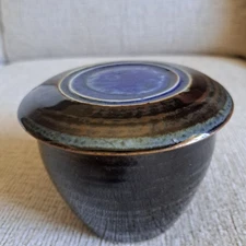 Butter Bell Studio Pottery Covered Butter Dish Crock Artist Signed 4"T X 4.5" W