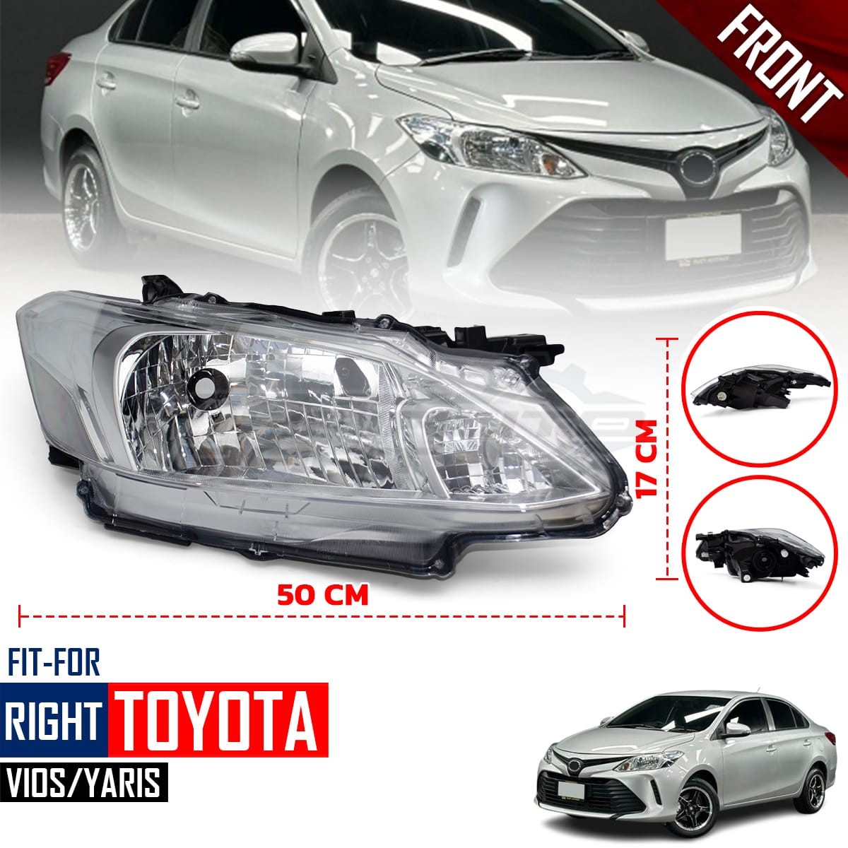 2017-2022 Toyota Vios Yaris Sedan NSP151 RH Head Lamp Front Light