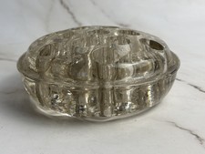 Vintage Clear Glass Flower Frog 16 Hole Round Heavy Floral Arranger 4  