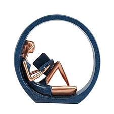  Resin Figurine Reading a Book Yoga Girl Bookshelf Bookcase As Picture Show