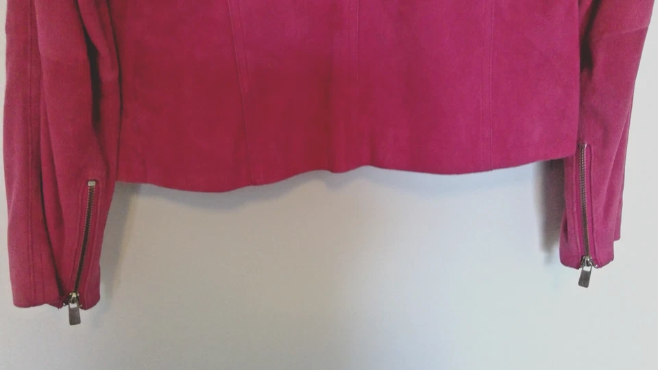 MICHAEL KORS 粉色麂皮绒短腰夹克 尺寸(S)内衬 状况良好 — 第 4/4 张图片