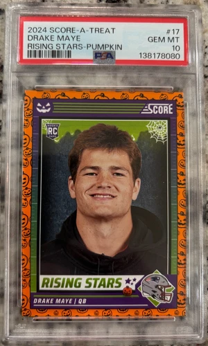 7832 Drake Maye 2024 Panini Score A Treat #17 Orange Rising Stars RC PSA 10
