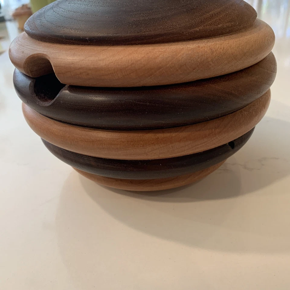 Maceta de miel de madera de arce de nogal hecha a mano - rústica y única regalo 6x6 Foto 3 de 4