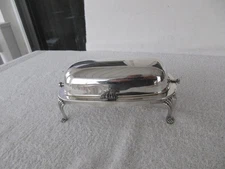 Silverplated Butter Dish With Roll Top Lid~ Glass Insert +Lions Feet~~CLEAN!!!!