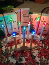 3 Vintage 3 Light Candolier Slim Line Design USA MADE by Gilbert Mfg. With Boxes