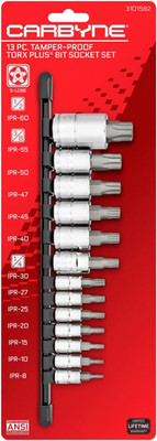 13-Piece Tamper-Proof Torx plus Bit Socket Set, 5 Lobe Security, TPR-8/IPR-8 to