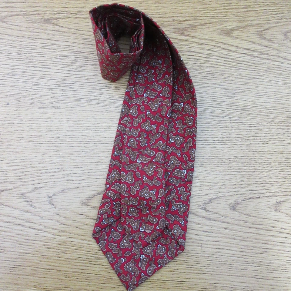 Corbata de punto de cachemira ancha de algodón vintage hecha a mano para hombre 57" roja B74 Foto 4 de 4