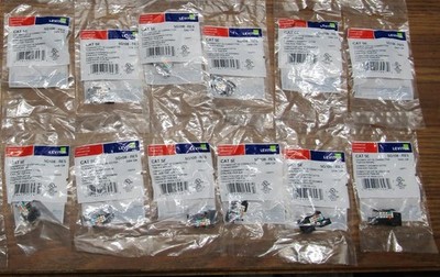 LOT OF 12 BRAND NEW Leviton 5G108-RE5 GigaMax Cat5E QuickPort Connectors Black