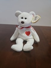 Ty Beanie Baby Valentino White Bear with Tags and Heart 1994 Edition