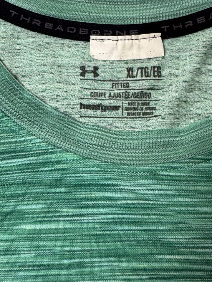 Camisa Under Armour Para Hombres XL Verde Threadborne HeatGear Ajustada Atlética Correr Foto 4 de 4
