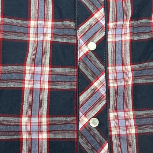 Roper Mens Western Pearl Snap Button Up Shirt 2XL Vtg Cowboy Plaid Blue Red Whit - Picture 2 of 10