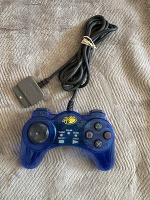 Mad Catz Controller for PlayStation 1 / PS1 (Transparent Blue, #8002) Tested