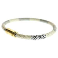 Louis Vuitton Damier Azur Bracelet Keep It White Gold Hardware M6607E