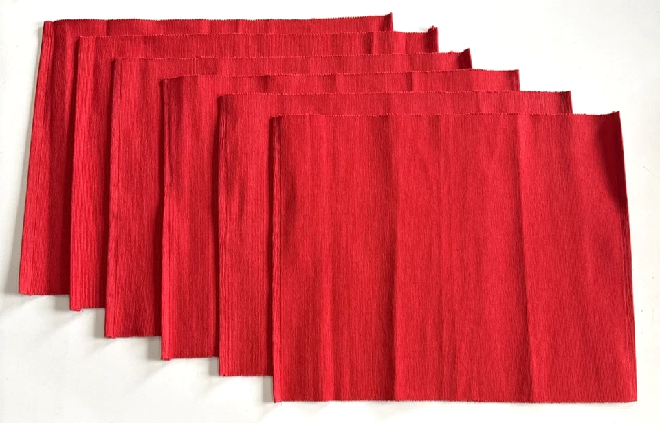 Set of 6 IKEA Marit Bright Red Cotton Polyester Blend Table Linen Placemat 14x18 - Image 2 of 4