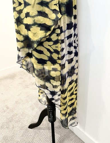 Olive & Oak Halter Asymmetrical Tie Dye Boho Dress Navy Yellow Women’s Size S - Picture 5 of 11