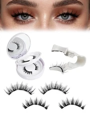 EMEDA Natural Look Magnetic Eyelashes Kit 2 Pairs Reusable Double Sided Black 